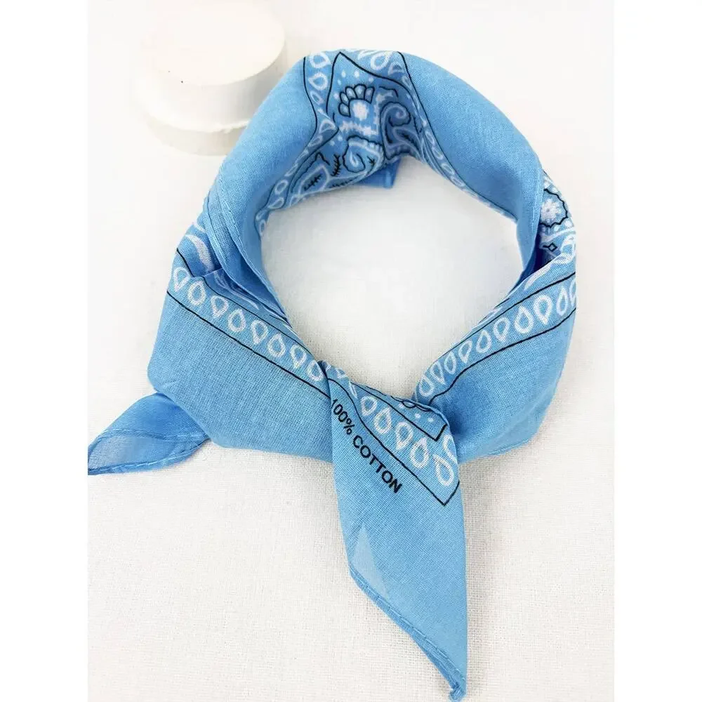 Sky Blue Paisley Pattern Bandana | 100% Cotton | 21x21